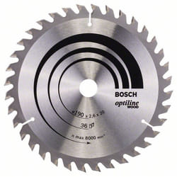 Lame de scie Bosch OPTILINE WOOD; 190x2,6x20,0 mm; Z36; 15°