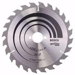 Lame de scie Bosch OPTILINE WOOD; 200x2,8x30,0 mm; Z24; 15°