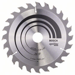Lame de scie Bosch OPTILINE WOOD; 210x2,8x30,0 mm; Z24; 15°