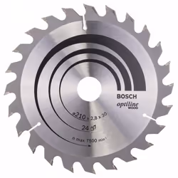 Lame de scie Bosch OPTILINE WOOD; 210x2,8x30,0 mm; Z24; 15°
