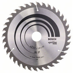Lame de scie Bosch OPTILINE WOOD; 210x2,8x30,0 mm; Z36; 15°
