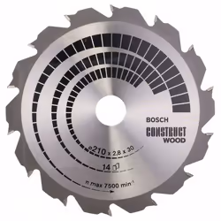 Lame de scie Bosch CONSTRUCT WOOD; 210x2,8x30,0 mm; Z14; 12°