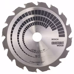 Lame de scie Bosch CONSTRUCT WOOD; 230x2,8x30,0 mm; Z16; 12°
