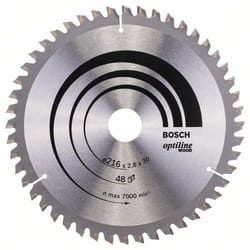 Lame de scie Bosch OPTILINE WOOD; 216x2,8x30,0 mm; Z48; -5°