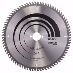 Lame de scie Bosch OPTILINE WOOD; 251x3,2x30,0 mm; Z80; 15°