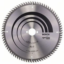 Lame de scie Bosch OPTILINE WOOD; 251x3,2x30,0 mm; Z80; 15°