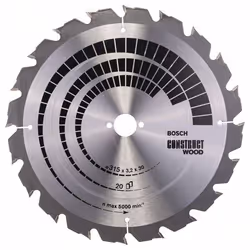 Lame de scie Bosch CONSTRUCT WOOD; 315x3,2x30,0 mm; Z20; 15°