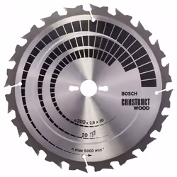 Lame de scie Bosch CONSTRUCT WOOD; 300x2,8x30,0 mm; Z20; 15°