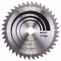Lame de scie Bosch OPTILINE WOOD; 250x3,2x30,0 mm; Z40; 15°