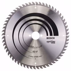 Lame de scie Bosch OPTILINE WOOD; 250x3,2x30,0 mm; Z60; 15°
