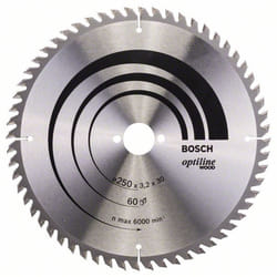 Lame de scie Bosch OPTILINE WOOD; 250x3,2x30,0 mm; Z60; 15°