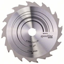 Lame de scie Bosch SPEEDLINE WOOD; 160x2,4x20,0 mm; Z12; 15°