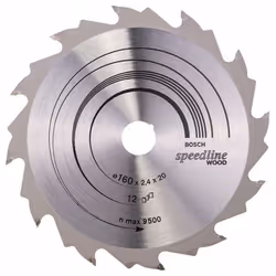 Lame de scie Bosch SPEEDLINE WOOD; 160x2,4x20,0 mm; Z12; 15°