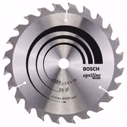 Lame de scie Bosch OPTILINE WOOD; 184x2,6x16,0 mm; Z24; 15°