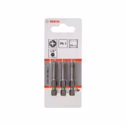 Bosch Embout de vissage qualité extra-dure, 3 pièce(s), Phillips, PH 1, Acier, 49 mm, 25,4 / 4 mm (1 / 4")