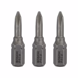 Bosch Embout de vissage qualité extra-dure, 3 pièce(s), Phillips, PH 3, Acier, 49 mm, 25,4 / 4 mm (1 / 4")