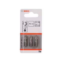Bosch Embout de vissage qualité extra-dure, 3 pièce(s), Cruciforme, PZ 3, Acier, 25 mm, 25,4 / 4 mm (1 / 4")