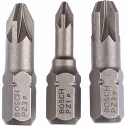 Bosch 2 607 001 753, 3 pièce(s), Cruciforme, PZ 1, PZ 2, PZ 3, PZ1, PZ2, PZ3, 25 mm, 25,4 / 4 mm (1 / 4")