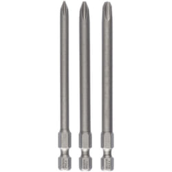 Jeu d'embouts de vissage extra-durs Bosch, 3 pces PH1, PH2, PH3, 89 mm - 2607001757