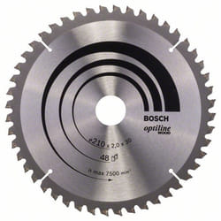 Lame de scie Bosch OPTILINE WOOD; 210x2x30,0 mm; Z48; 15°