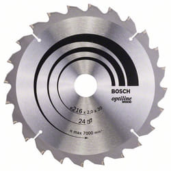 Lame de scie Bosch OPTILINE WOOD; 216x2x30,0 mm; Z24; -5°