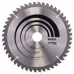 Lame de scie Bosch OPTILINE WOOD; 216x2x30,0 mm; Z48; -5°