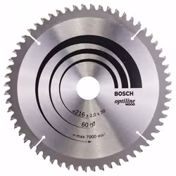 Lame de scie Bosch OPTILINE WOOD; 216x2x30,0 mm; Z60; -5°