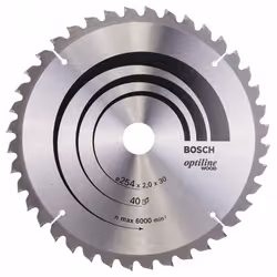 Lame de scie Bosch OPTILINE WOOD; 254x2x30,0 mm; Z40; -5°