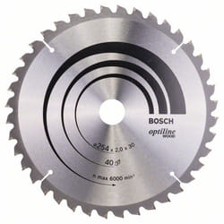 Lame de scie Bosch OPTILINE WOOD; 254x2x30,0 mm; Z40; -5°