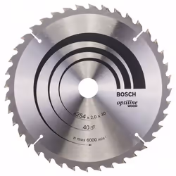 Lame de scie Bosch OPTILINE WOOD; 254x2x30,0 mm; Z40; 10°