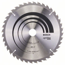 Lame de scie Bosch OPTILINE WOOD; 254x2x30,0 mm; Z40; 10°