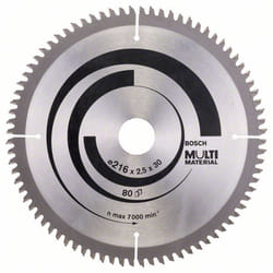 Disque de scie universel Bosch MULTI MATERIAL; 216x2,5x30,0 mm; Z80; -5°