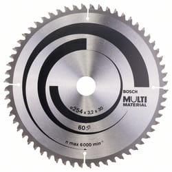 Lame de scie Bosch MULTI MATERIAL; 254x3,2x30,0 mm; Z60; -5°