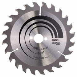 Lame de scie Bosch OPTILINE WOOD; 160x1,8x20,0 mm; Z24; 15°