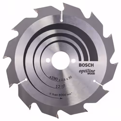 Lame de scie Bosch OPTILINE WOOD; 190x2,6x30,0 mm; Z12; 15°