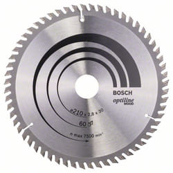 Lame de scie Bosch OPTILINE WOOD; 210x2,8x30,0 mm; Z60; 15°