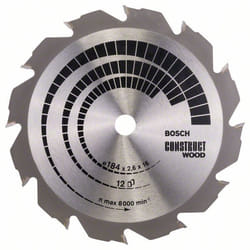 Lame de scie Bosch CONSTRUCT WOOD; 184x2,6x16,0 mm; Z12; 12°