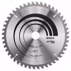 Lame de scie Bosch OPTILINE WOOD; 260x3,2x30,0 mm; Z48; 15°