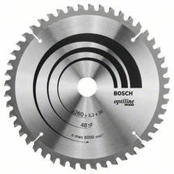 Lame de scie Bosch OPTILINE WOOD; 260x3,2x30,0 mm; Z48; 15°