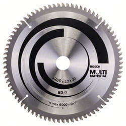 Lame de scie Bosch MULTI MATERIAL; 260x3,2x30,0 mm; Z80; -5°