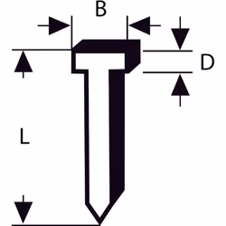 Agrafage simple dans des matériaux épais. Clou de type 48, largeur de tête 1,8 mm, épaisseur de tête 1,27 mm, longueur 14,0 m ...