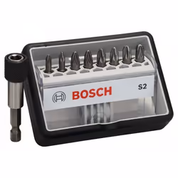 Bosch Assortiments d’embouts de vissage Robust Line, qualité extra-dure, 8 pièce(s), Cruciforme, PZ1 (2x), PZ2 (4x), PZ3 (2x) ...