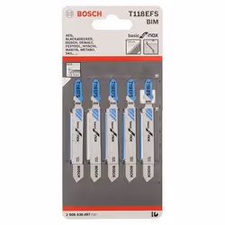 Bosch 2 608 636 497 Lame de scie sauteuse, à chantourner et sabre Lames de scie sauteuse Bimétal 5 pièce(s)