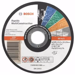 Bosch Disques à tronçonner Multi Construction – Rapido, Disque de coupe, Moyeu déporté, Multi, Bosch, 2,22 cm, 12,5 cm