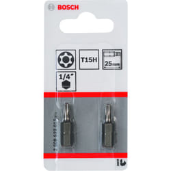 Bosch - 2x embouts de vissage Torx de sécurité extra-durs T15H, 25 mm - 2608522010