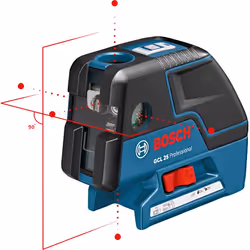 Bosch Laser points et lignes GCL 25 Professional, 4°, 635 nm (&lt; 1 mW), Niveau à point, Noir, Bleu, 1/4,5/8", 1,5 V