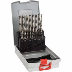Bosch Coffrets de forets à métaux rectifiés HSS, Perceuse, Foret hélicoïdal, Fonte, Acier, 135°, 19 pièce(s), Foret hélicoïda ...