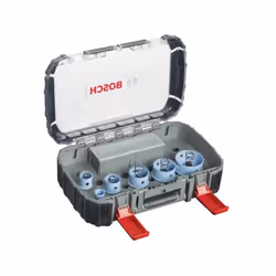 Coffret de rangement solide, comprenant 6 scies-trépans Sheet Metal, 1 adaptateur Power Change et 2 forets de centrage HSS ce ...