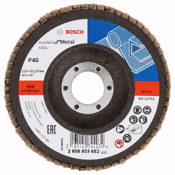 Meule-éventail Bosch Standard for Metal 2608603652; 115x22,23 mm; K40