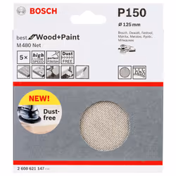 Abrasif maillé Bosch M480; 125 mm; P150; 5 unités